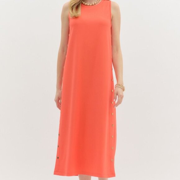 Coral Crush Midi Dress